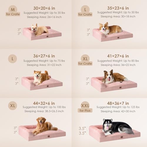 Orthopedic Dog Bed Medium Size Dogs (Pink / 30.0"L x 20.0"W x 6"Th)