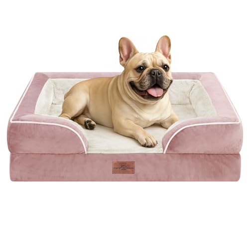 Waterproof Orthopedic Dog Bed for Medium Size Dog (30.0"L x 20.0"W x 7.0"Th / Pink)