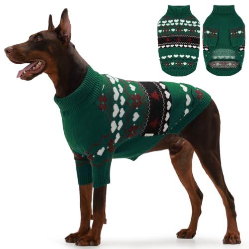 Warm Dog Sweater (Nordic Hearts-Green / XXX-Large)