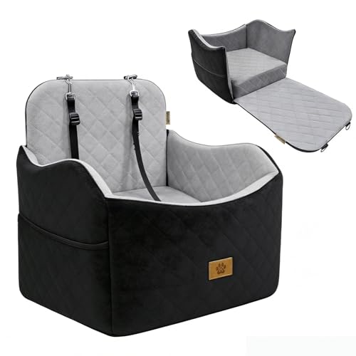 Dog Car Seat for Small Dogs Up to 35 lbs (Black/Grey)