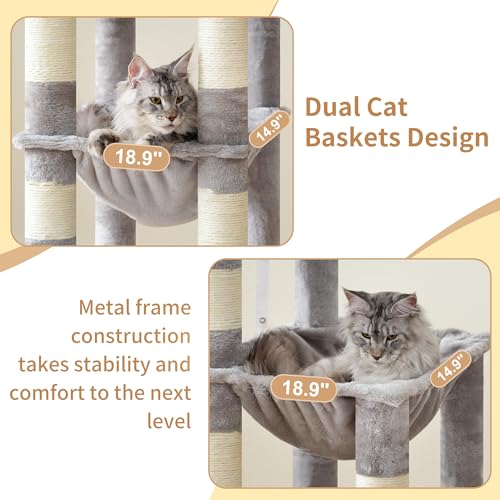 Cat Tree, 71-Inch Tall Cat Tower for Large Maine Coon Cats HCT037W (Light Gray / XL)