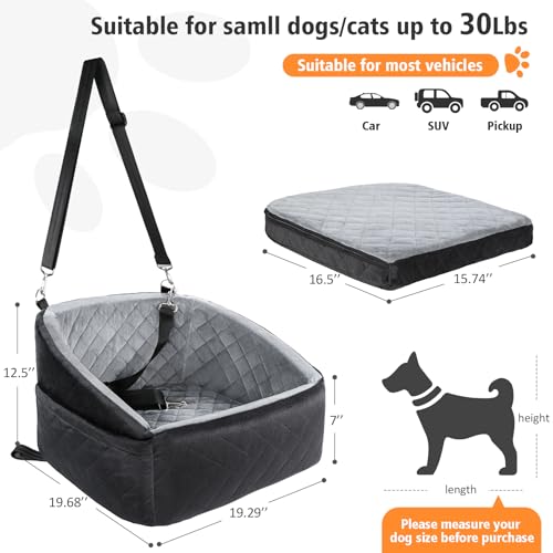 Dog Car Seat for Small Dogs (Black/grey)