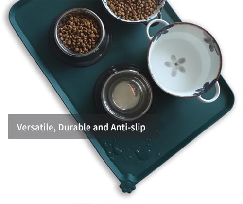 Large Silicone Pet Food Mats (24" x 16" / Dark Cedar)