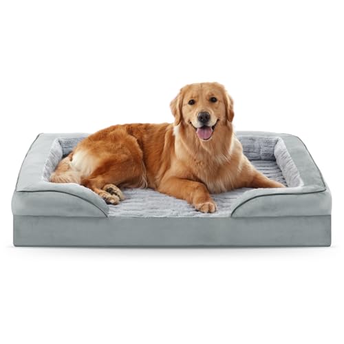 Orthopedic Supportive Large Dog Bed (42.0''l x 32.0''w x 6.5''th / Light Grey)