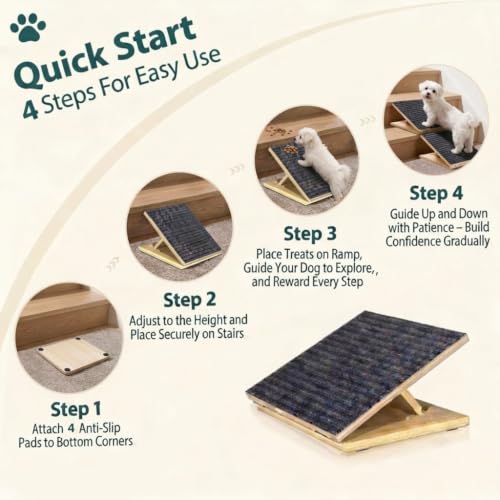 2 Pack Adjustable Dog Ramp for Stairs for Small Dogs