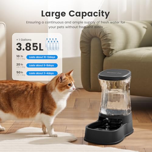 1.0Gal Gravity Automatic Dog Water Bowl Dispenser 100% BPA Free (Black)