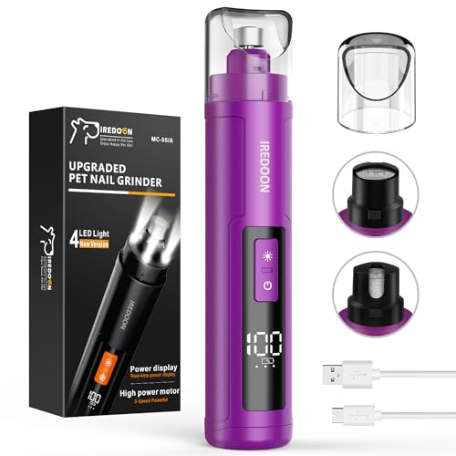 Dog Nail Grinder with 4 LED Lights (Purple)