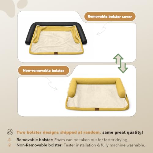 Orthopedic Washable Dog Bed with Bolster for Medium to Large Dogs (36.0"L x 27.0"W x 7.0"Th / Ginger)