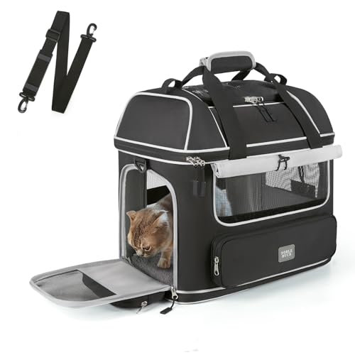 Expandable Cat Dog Carrier (17.3"L x 11.8"W x 11.0"H / 1-Black)