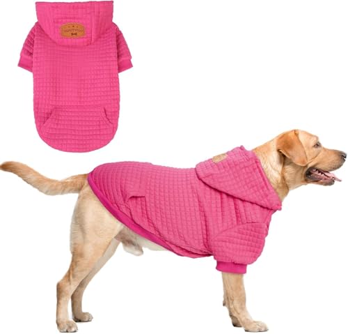 Dog Hoodies Sweater for Large Dogs (Rose Pink / XL (Back: 24",Chest: 34", Neck: 21"))
