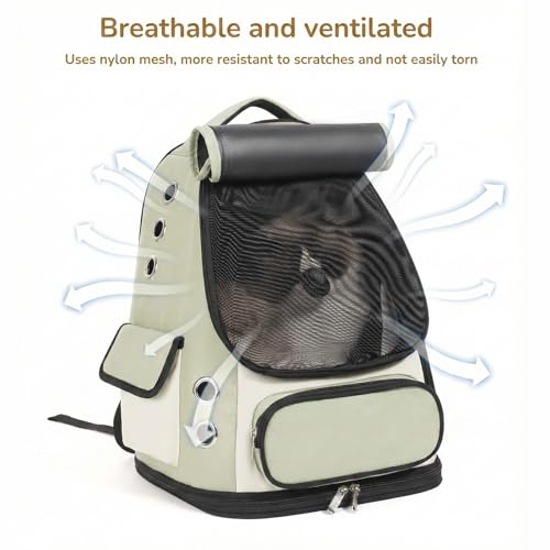 Cat Backpack Carrier (Green Mesh)