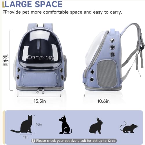 Cat Backpack Carrier Large Space Bubble Backpack up to 12lbs Blue (Blue)