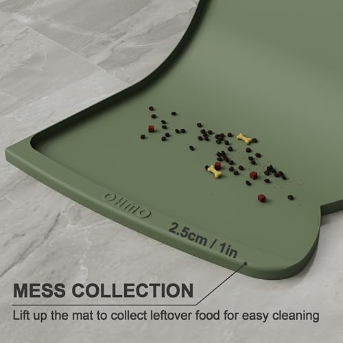 Large Dog Food Mat (24"L x 15"W / Camouflage Green)
