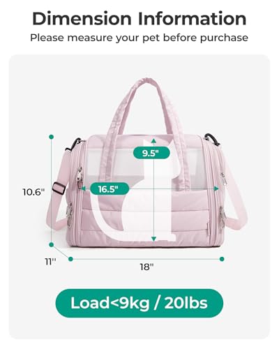 Cat Carrier Soft (Baby Pink / 18.1"L x 11.0"W x 11.0"H)