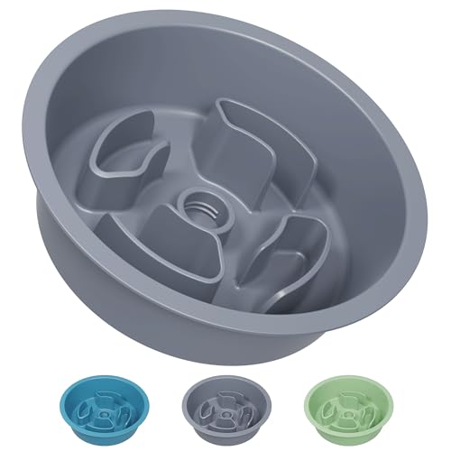 Slow Feeder Dog Bowls for Medium Breeds Fits Raised Feeding Station (Slow Feeder Grey / 1.5 Cup - Fit 6.4-6.7'' Feeder Holes)