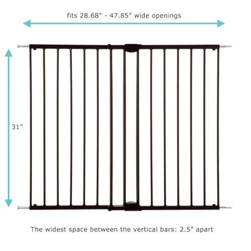 Toddleroo Easy Swing & Lock Baby Gate for Top of Stairs (Matte Bronze / 31" Tall)