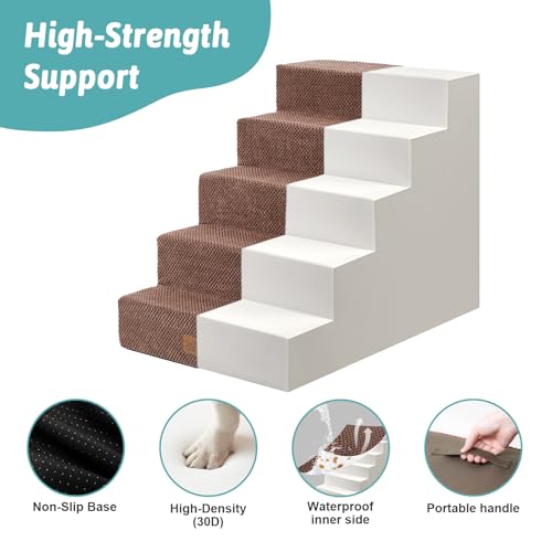 Dog Stairs for Small Dogs (Brown / 19.7x29.5x23.6 inch)