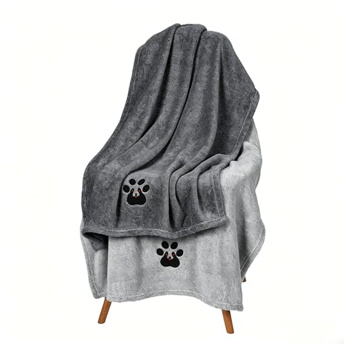 Dog Towels for Drying Dogs 2 Pack (Grey and Black / M-36" * 28")