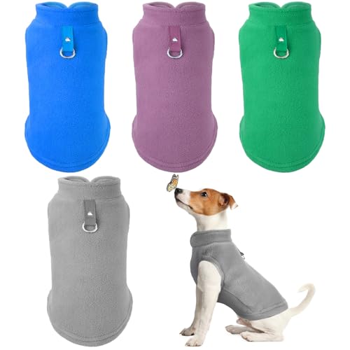 4 Pcs Fleece Dog Sweater Vest (Gray, Green, Purple, Blue / S)