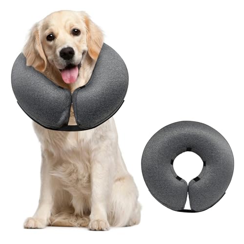 Inflatable Dog Cone After Surgery (Grey / L(15"-20"))