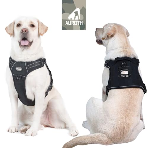 Dog Harness for Large Dogs (Black / L(Neck:18-29",Chest:24-37"),45-80 lbs)
