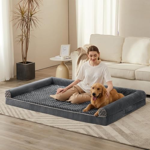 Orthopedic Washable Human Dog Bed for Adult & Dog Cozy Sleep (71"l x 46"w x 7"th / Dark Grey)