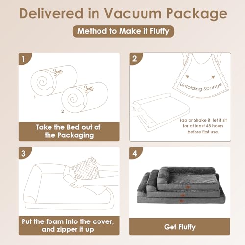 Large Dog Bed Memory Foam for Crate (Dark Grey / 35.0"L x 22.0"W x 6"Th)