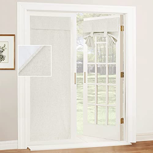 Natural Linen Textured French Door Window Curtains 100% Blackout (Linen / 26"W x 69"L (Pack of 1))