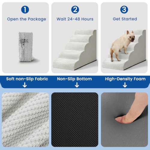 Dog Stairs for High Beds 22.4" H (Light Grey)