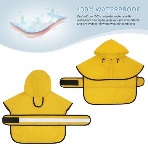 Fashion Hooded Dog Raincoat with Leash Hole (Yellow / XX-Large)