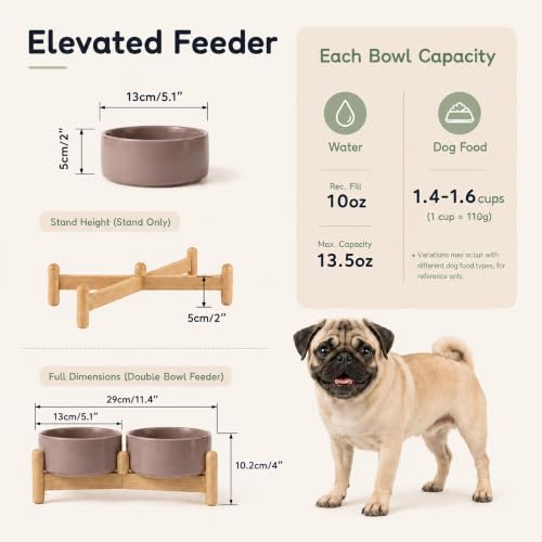 Ceramic Dog Bowls Elevated (Brown Coffee)