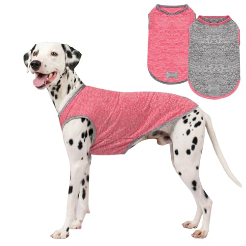 2Pack Dog Shirt for Medium Dogs Sun Protection Tank Top for Summer (XX-Large (40-55lbs) / 9# 2Pack (Coral Red+Grey))