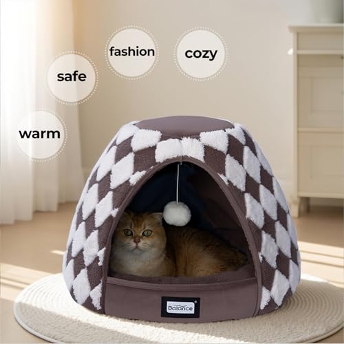 Cat Beds for Indoor Cats (21"L x 21"W x 16"Th / Dark Brown)