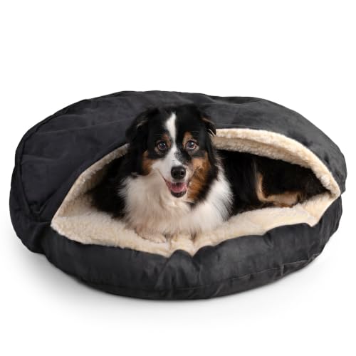 Cozy Cave Dog Bed (35.0"L x 35.0"W x 8.0"Th / Black)