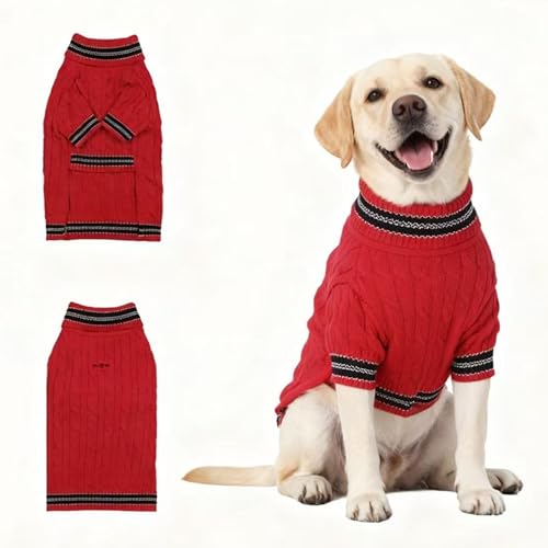 Small Medium Dog Sweater (Striped Red / X-Large)