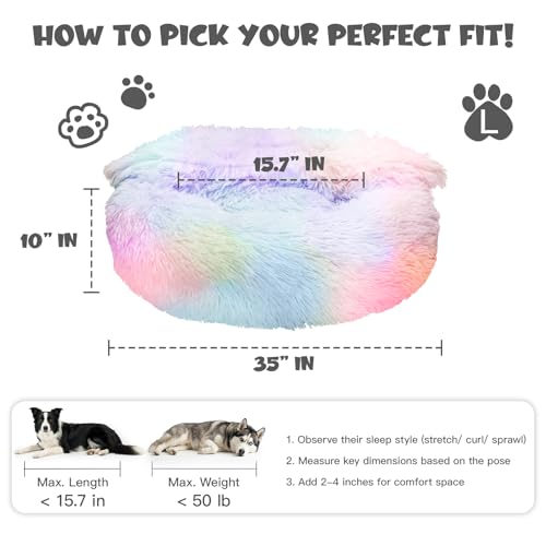 Covered Large Dog Bed with Blanket Attached Calming Burrow Multicolor (35.0"L x 35.0"W x 10.0"Th / Multicolored)