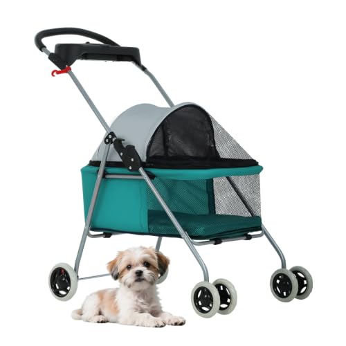 Foldable Pet Stroller for Small (Teal)