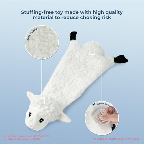2-in-1 Stuffless Squeaky Dog Toy - Sheep, Small (Sheep / Small)