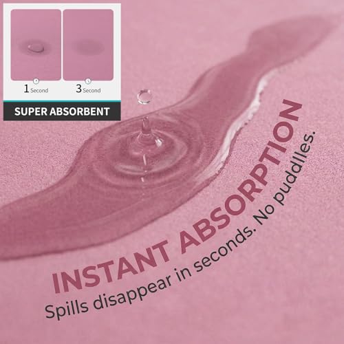 Pet Feeding Mat Dog Cat Food Mat Absorbent No Stains Quick Dry Rubber Bottom Anti (Pink-JY / 12"×20")
