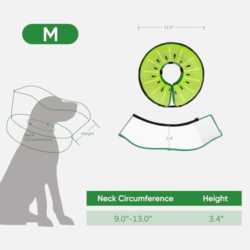 Raised Inflatable Dog Cone After Surgery (Kiwi / M(Neck 9"-13"))