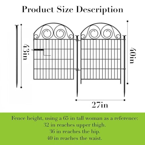 Tall Garden Fence with Gate (40''(H)-4panels-8.8ft(L))