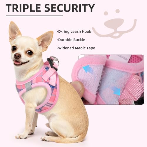 Dog Harness Collar and Leash Set No Pull for Small Medium Sized (Pink / M (CHEST 16"-18"))