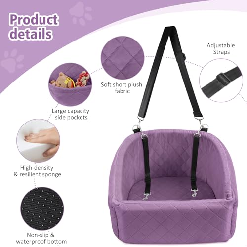 Dog Car Seat for Small Medium Dogs (Purple)