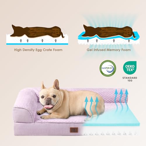 Memory Foam Dog Bed (Lilac / 48.0"L x 35.0"W x 7.5"Th)