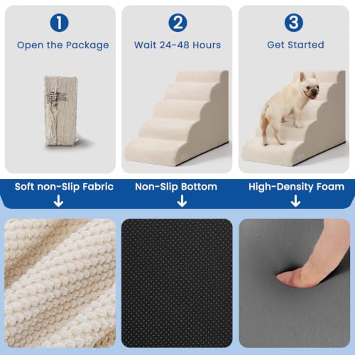 Dog Stairs for High Beds 22.4" H (Beige)