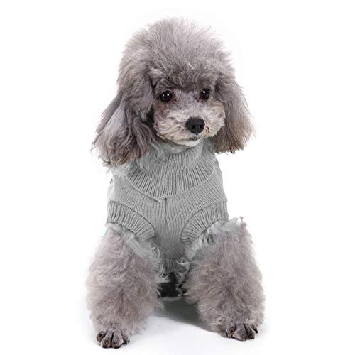 Dog Sweater Soft Warm Turtleneck Knitted Clothes for Small Medium Large Pet (Grey / XX-Large)