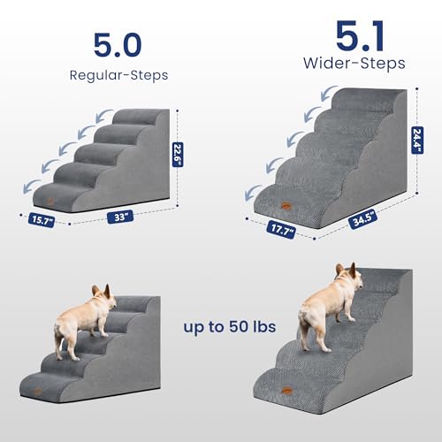 Ramp Dog Stairs for High Beds 24.4" H (Grey / 5-Step-Update (34.5"D x 17.7"W x 24.4"H))