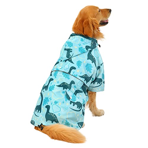 Premium 2 Layer Zip Dog Raincoat Poncho w (XXX-Large / Dinosaurs)