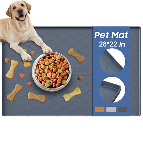 Pet Food Mat 28 x 22 in (Black / 28"L x 22"W)