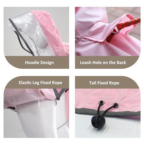 Dog Raincoat Waterproof (Pink / Medium(13-22lb))